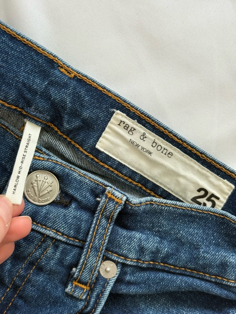 rag & bone Harlow mid-rise straight jeans in marine (25)